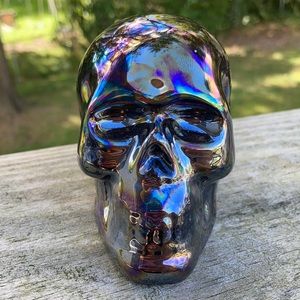 ⚜️Metallic Gray & Purple Skull Head Decor! NWT!